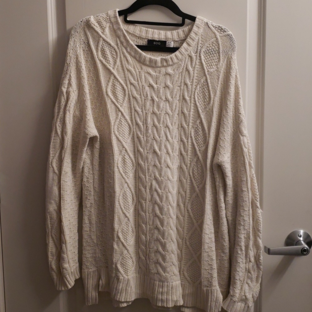 BDG Cable Knit Elbow Patch Sweater